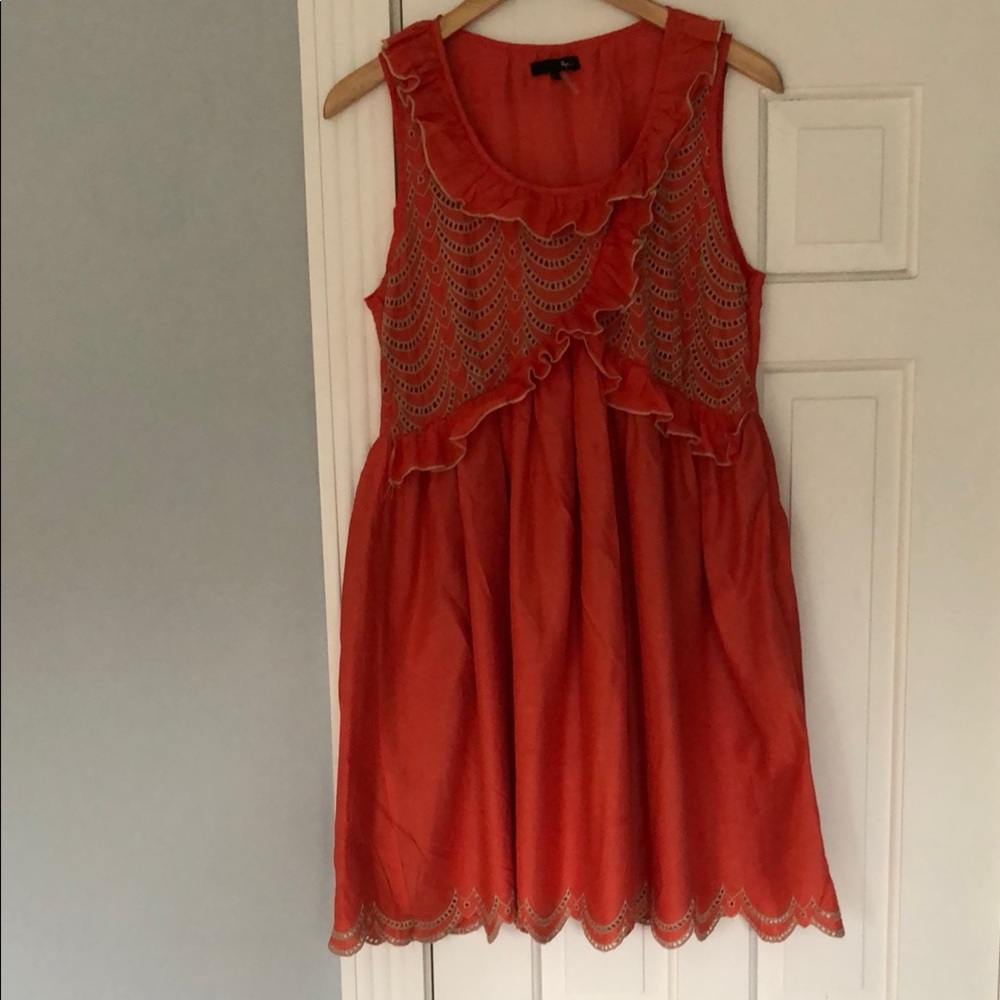 Sleeveless Orange Dress with Lace Details